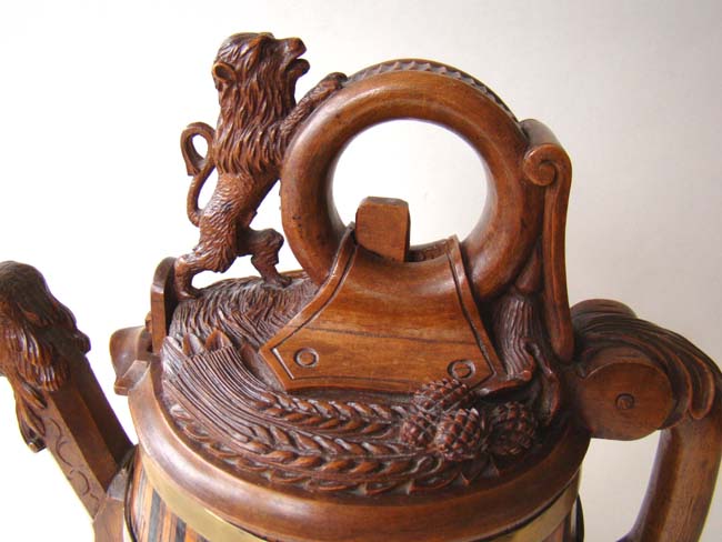 A RARE Northern European Carved Wooden Beer Jug circa 1800-1820 — image 2
